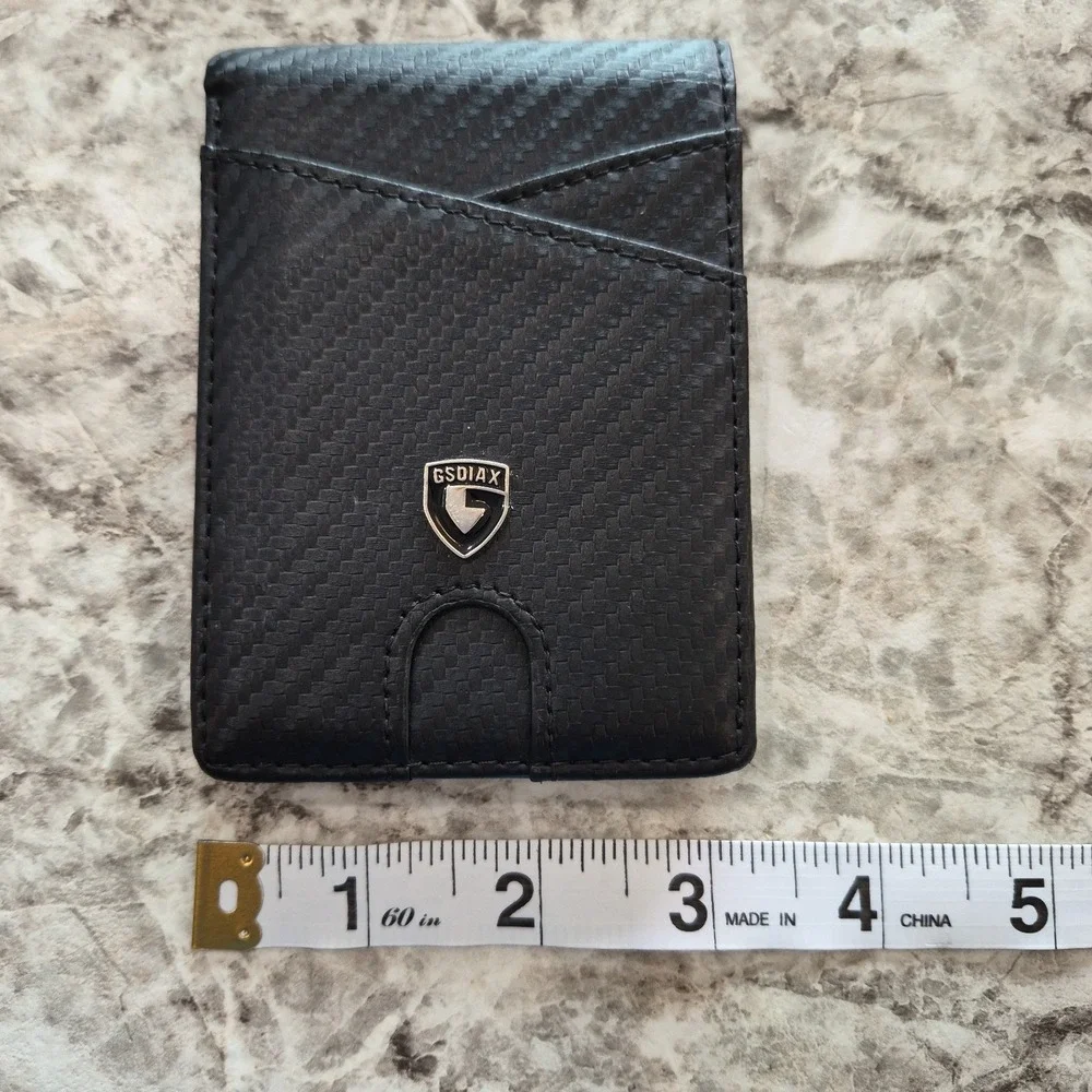 GSOIAX Men's Wallet Black Textured Pattern with Shield Logo Accent